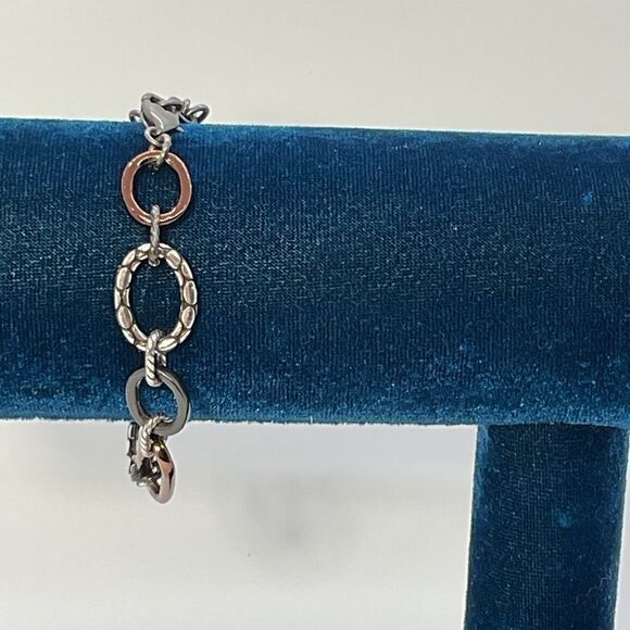 Brighton Open Link Silver, gunmetal and Copper colored Chain Link Bracelet - Picture 2 of 5